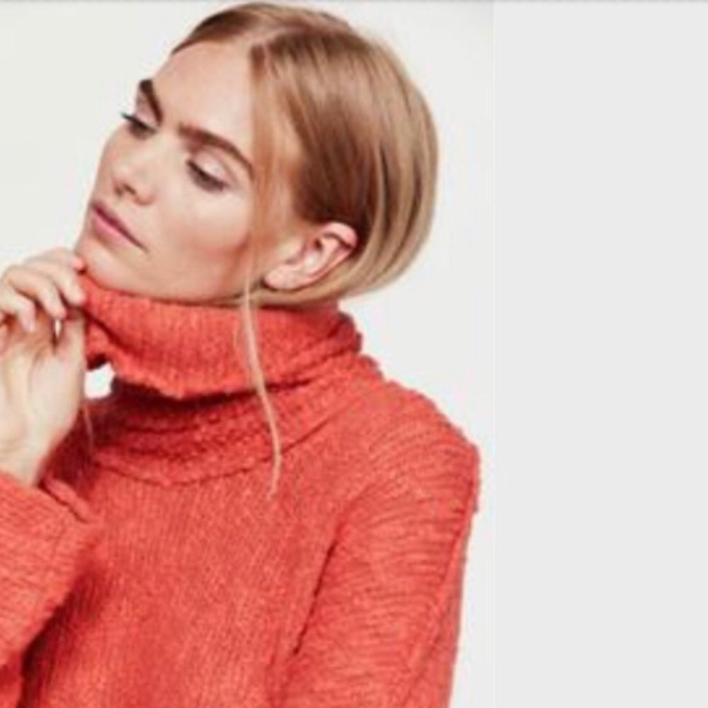 FREE PEOPLE Big Easy Cowl Pullover Coral